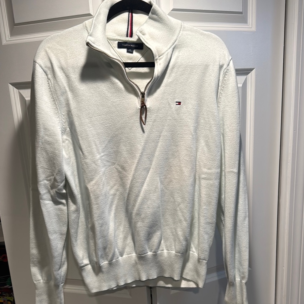 Tommy Hilfiger White Quarter-Zip Sweater